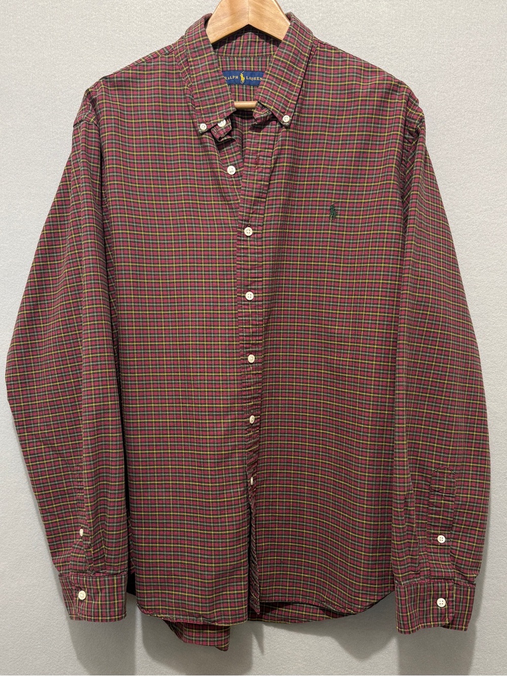 Vintage 90s XXL Polo Ralph Lauren Plaid Long Sleeve Button Up Cotton Oxford Pony